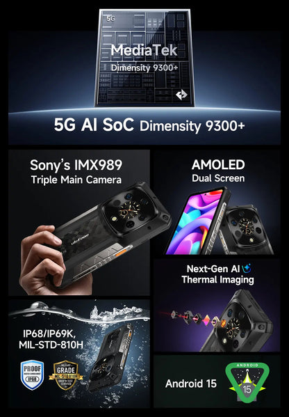 Ulefone Armor 28 Ultra Thermal Version 5G | 16GB/1TB 6.67" 120Hz AMOLED 10600mAh 25Hz熱感 夜視 1.04"背屏 Widevine L1 WiFi7 USB3.2 快門鍵 AI工具 三防手機 Rugged Phone